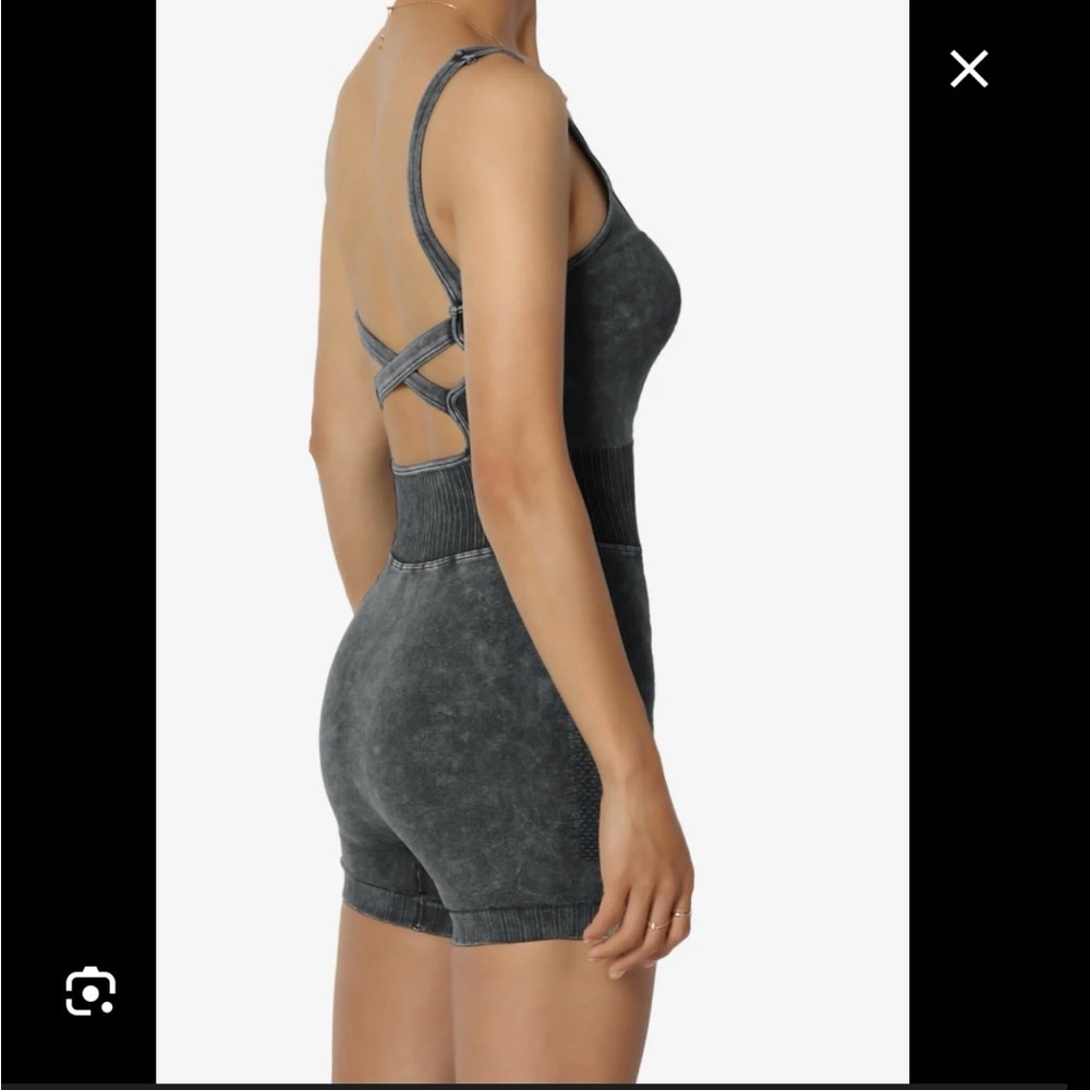 Zenana Ash Black Strappy Back Romper various sizes